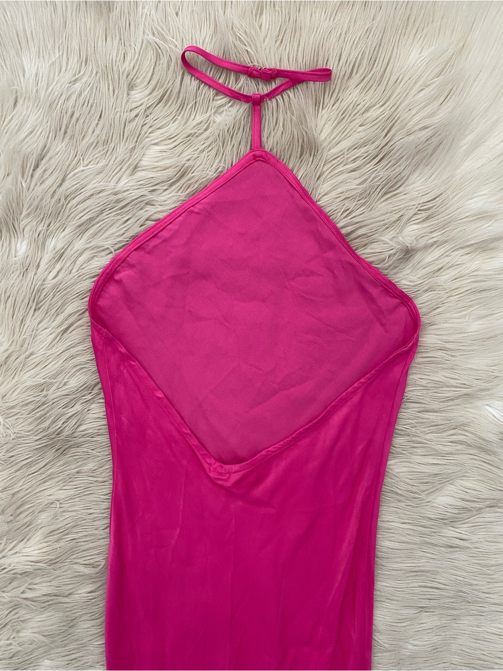 Camila Coelho Payton Maxi Dress Hot Pink Halter Neck Sleeveless Fringe Hem S - Picture 7 of 11